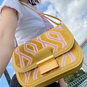 Charles & Keith Yellow and Pink Crossbody Bag